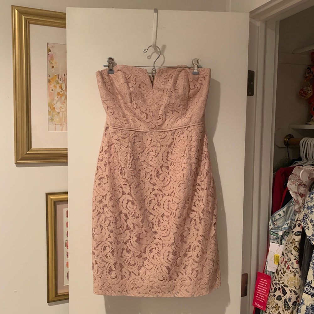 J. Crew blush lace strapless dress size 6